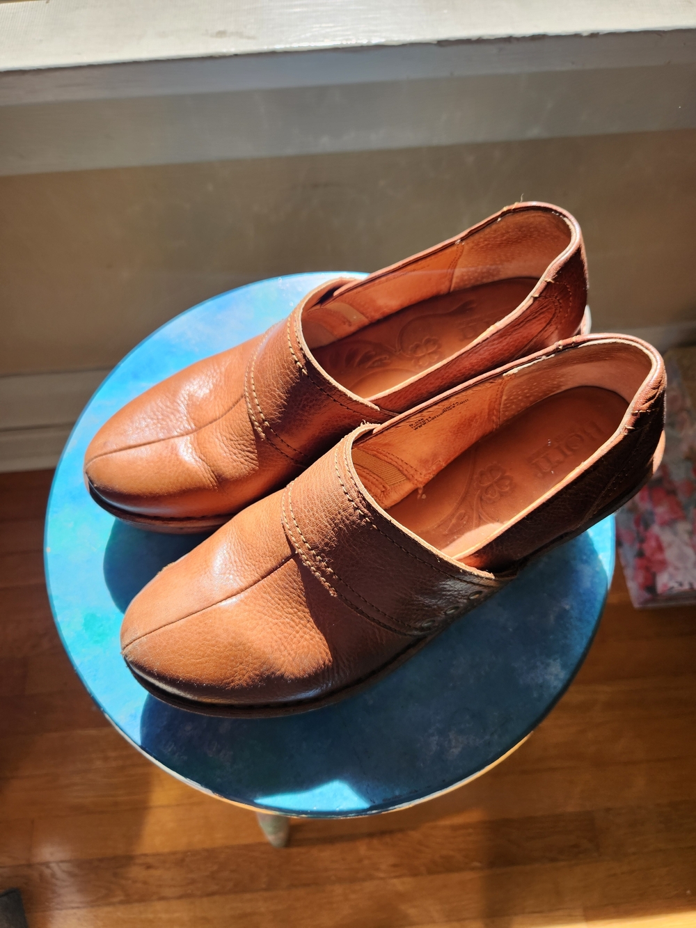 Born Women's Leather Slip-On Clogs in Chestnut